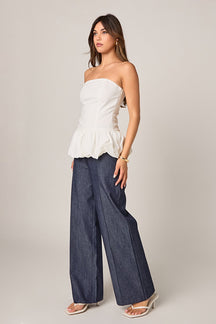 ENDLESS ROSE - Fitted Creased Pants - DENIM available at Objectrare