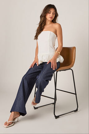 ENDLESS ROSE - Fitted Creased Pants - DENIM available at Objectrare