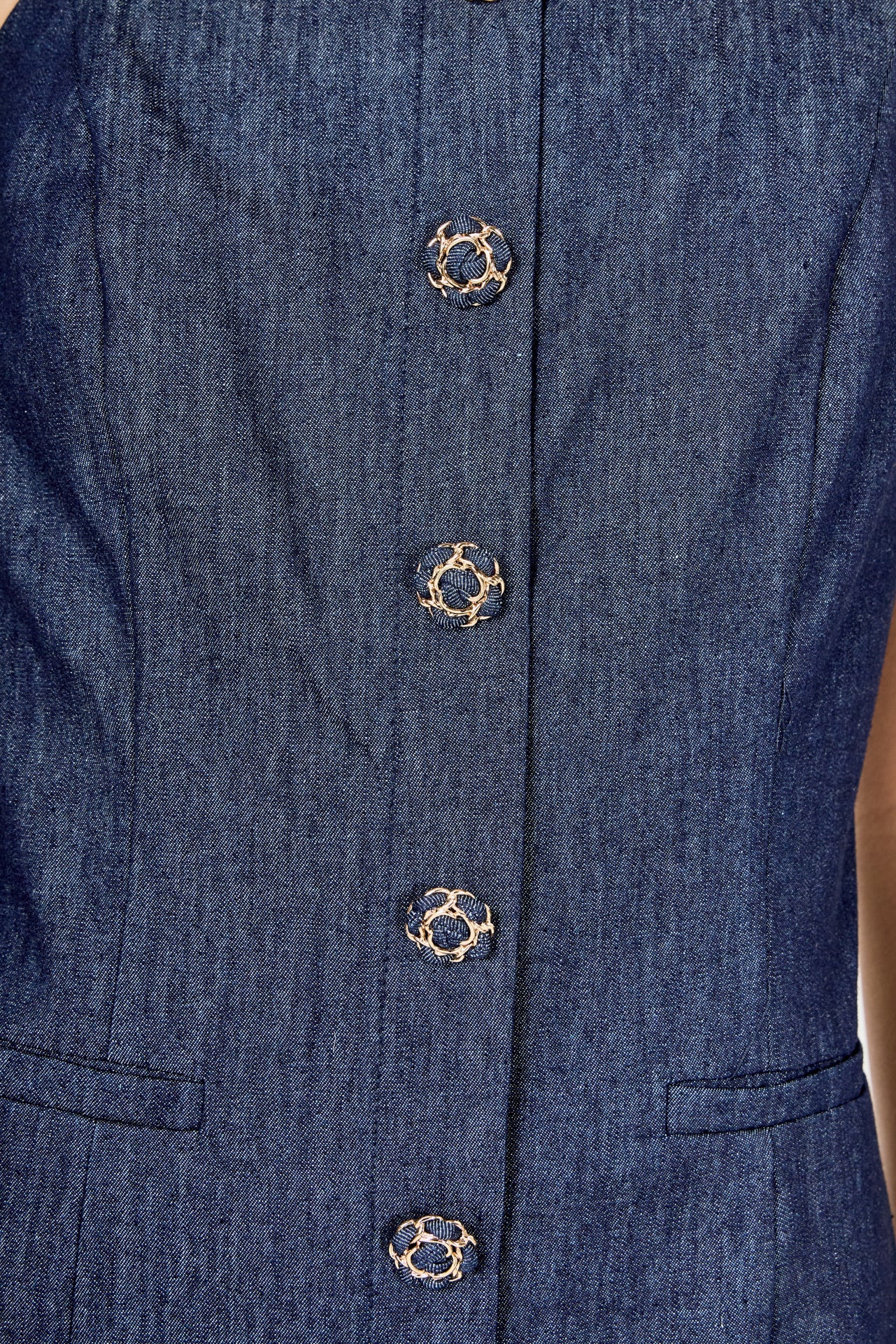 ENDLESS ROSE - High Neck Denim Midi Dress - DRESSES available at Objectrare