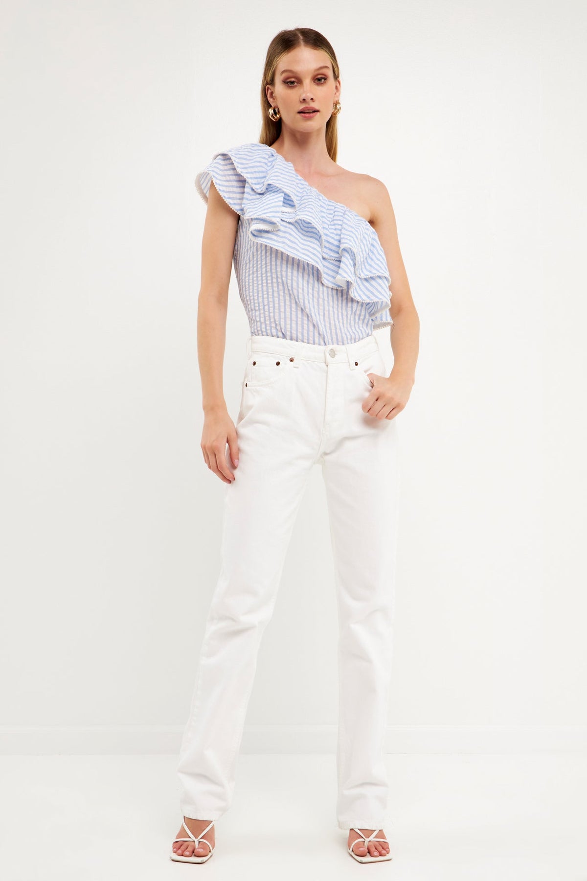 ENDLESS ROSE - One Shoulder Stripe Top - TOPS available at Objectrare