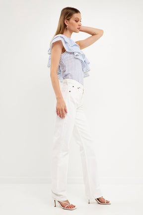 ENDLESS ROSE - One Shoulder Stripe Top - TOPS available at Objectrare