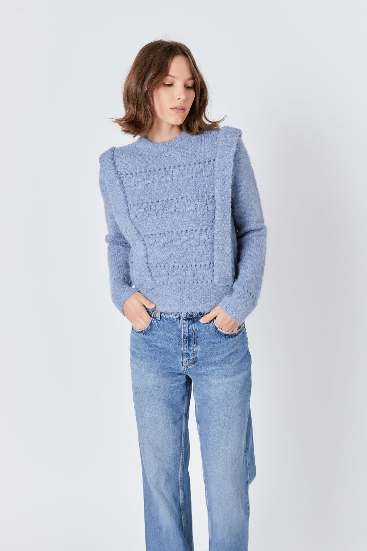 ENDLESS ROSE - Chunky Wool Knit Detailed Sweater - SWEATERS & KNITS available at Objectrare