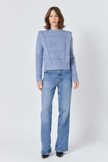 ENDLESS ROSE - Endless Rose - Chunky Wool Knit Detailed Sweater - SWEATERS & KNITS available at Objectrare