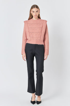 ENDLESS ROSE - Chunky Wool Knit Detailed Sweater - SWEATERS & KNITS available at Objectrare