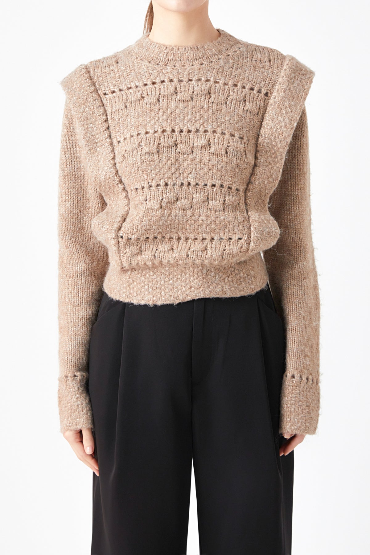 ENDLESS ROSE - Chunky Wool Knit Detailed Sweater - SWEATERS & KNITS available at Objectrare