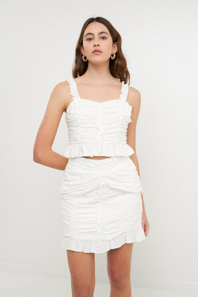 ENDLESS ROSE - Ruffled Ruched Cropped Top - TOPS available at Objectrare