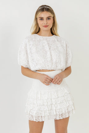 ENDLESS ROSE - Endless Rose - Ruffled Lace Mini Smocked Skirt - SKIRTS available at Objectrare