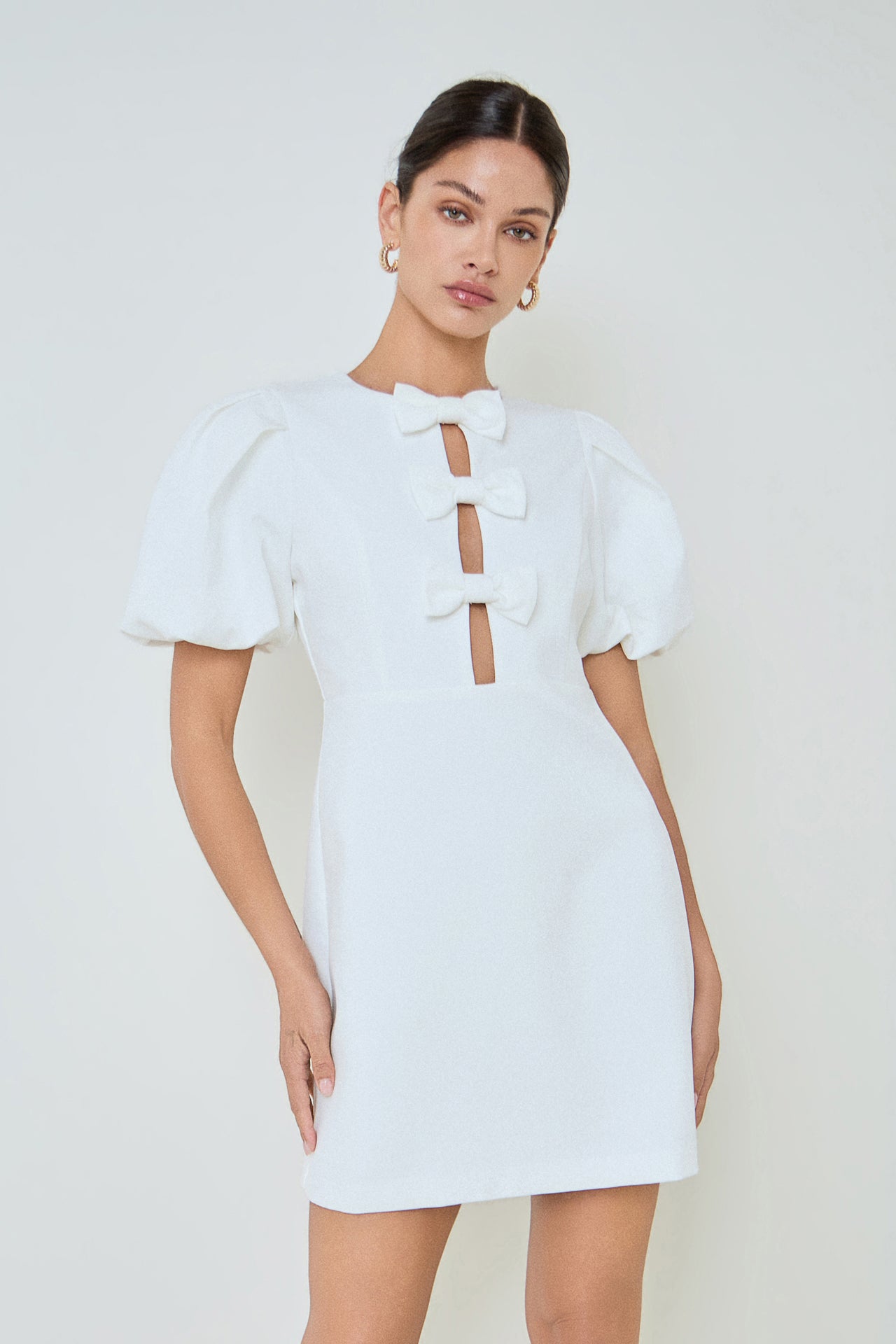 MARSY - Bow Cutout Mini Dress - DRESSES available at Objectrare