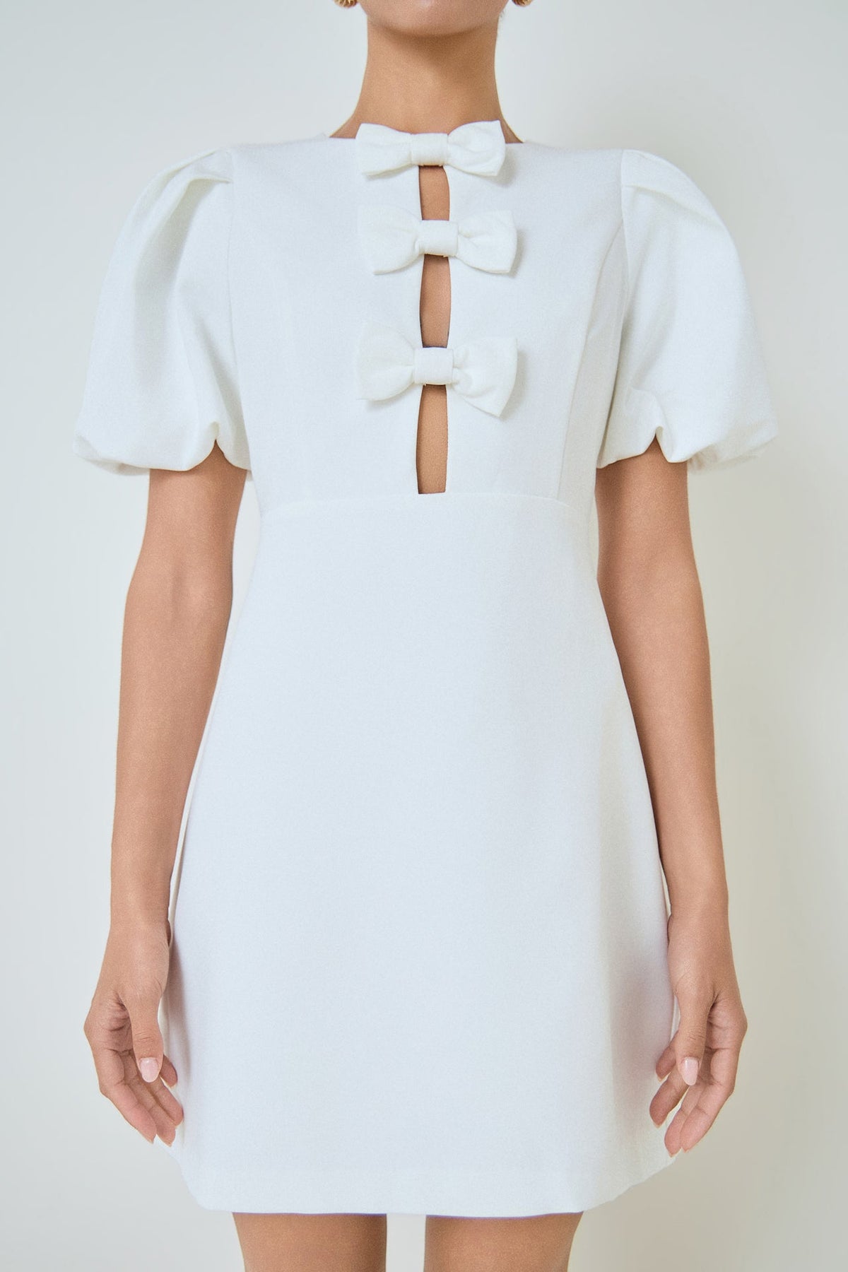 MARSY - Bow Cutout Mini Dress - DRESSES available at Objectrare