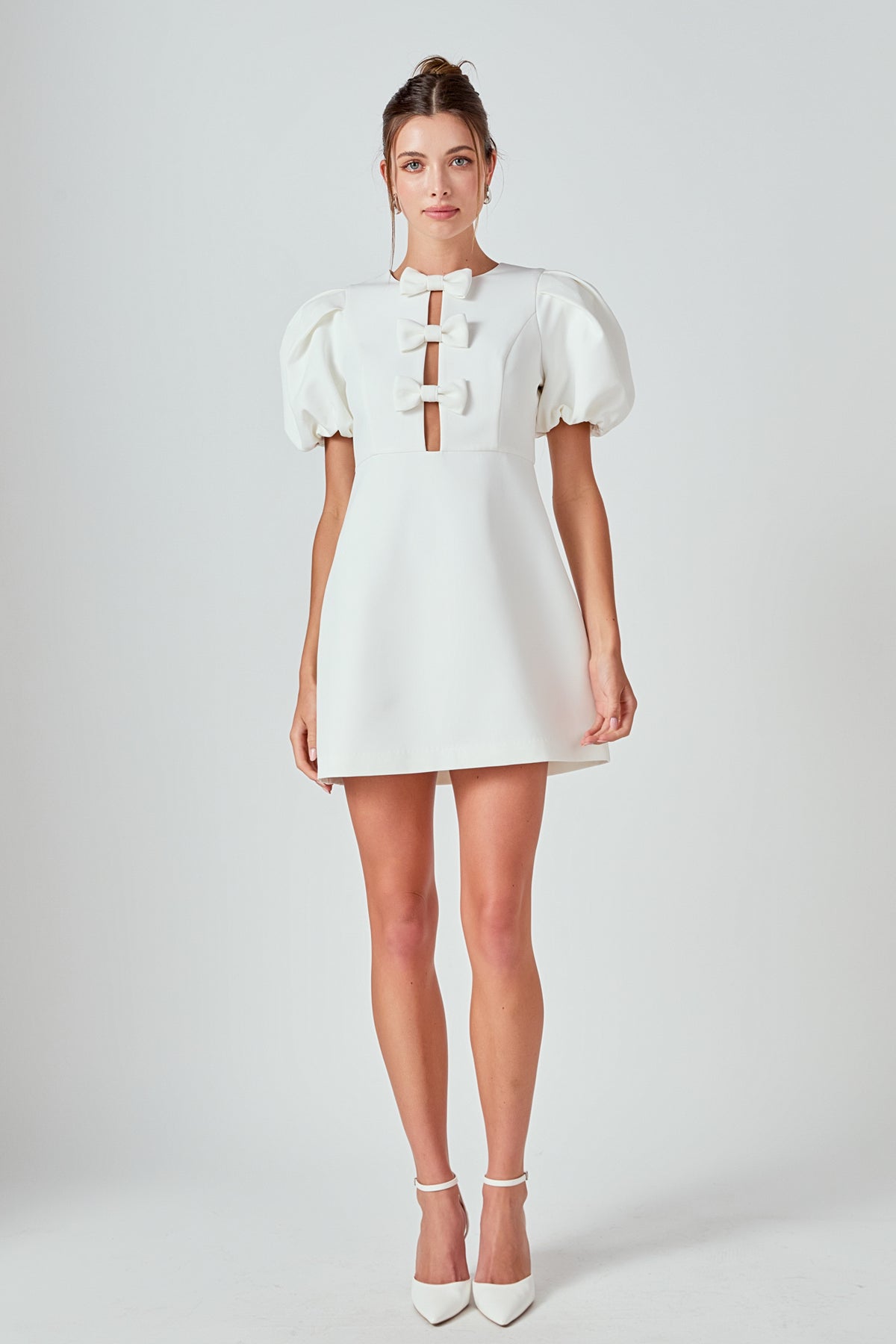 MARSY - Bow Cutout Mini Dress - DRESSES available at Objectrare