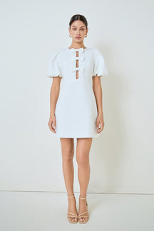 MARSY - Bow Cutout Mini Dress - DRESSES available at Objectrare