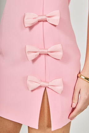 ENDLESS ROSE - Strapless Bow Accent Mini Dress - DRESSES available at Objectrare