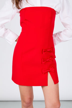 ENDLESS ROSE - Strapless Bow Accent Mini Dress - DRESSES available at Objectrare