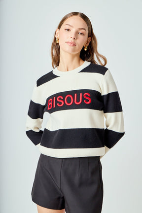 ENDLESS ROSE - Bisous Striped Sweater - SWEATERS & KNITS available at Objectrare