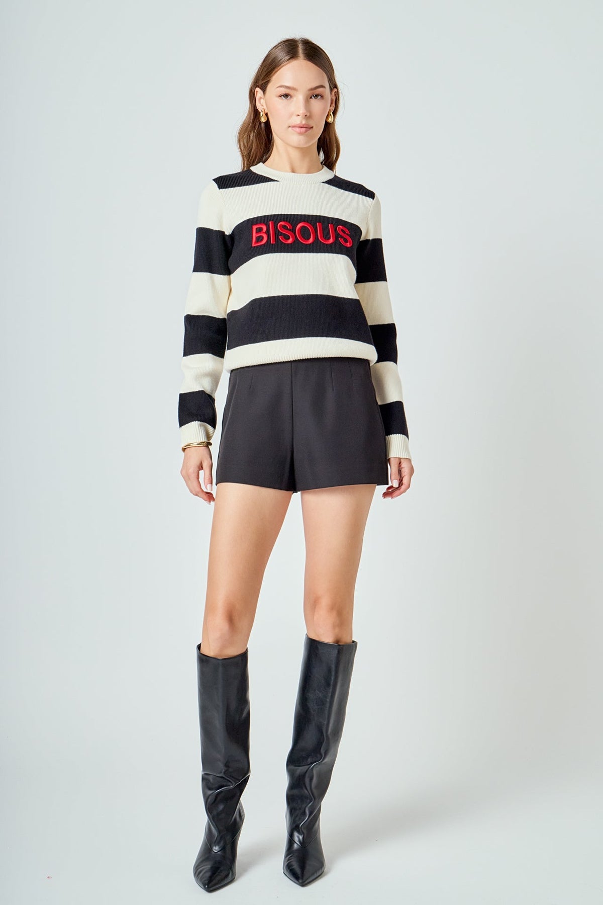 ENDLESS ROSE - Bisous Striped Sweater - SWEATERS & KNITS available at Objectrare