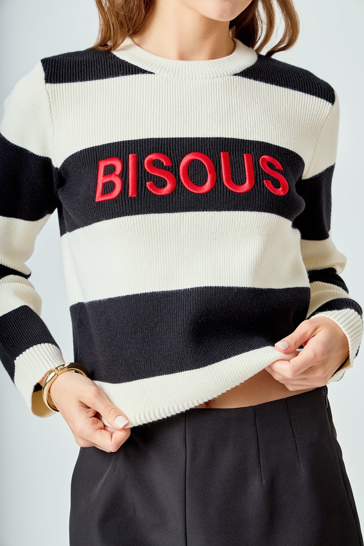 ENDLESS ROSE - Bisous Striped Sweater - SWEATERS & KNITS available at Objectrare