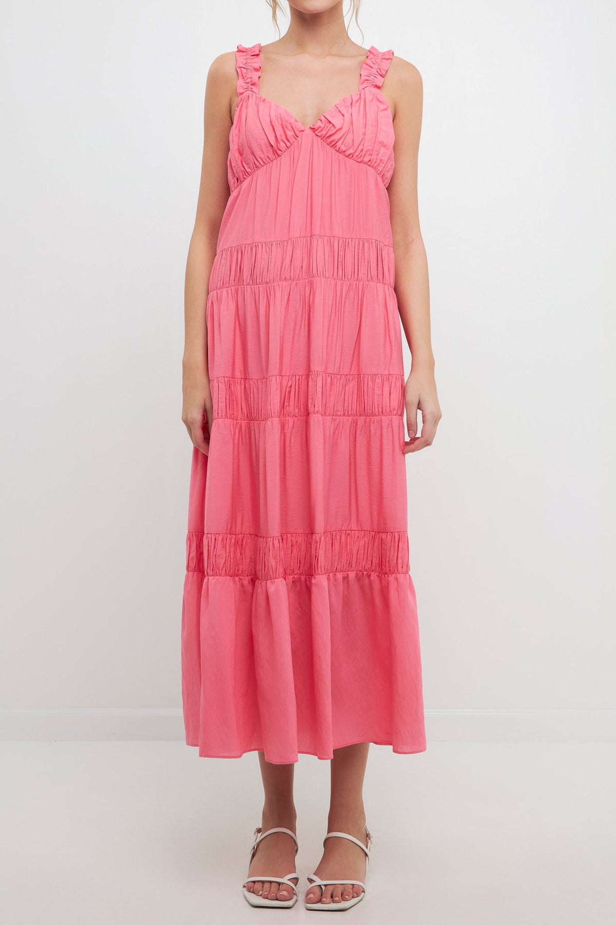 FREE THE ROSES - Ruched Layered Sweetheart Maxi Dress - DRESSES available at Objectrare