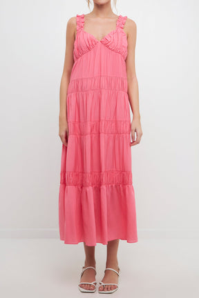 FREE THE ROSES - Ruched Layered Sweetheart Maxi Dress - DRESSES available at Objectrare