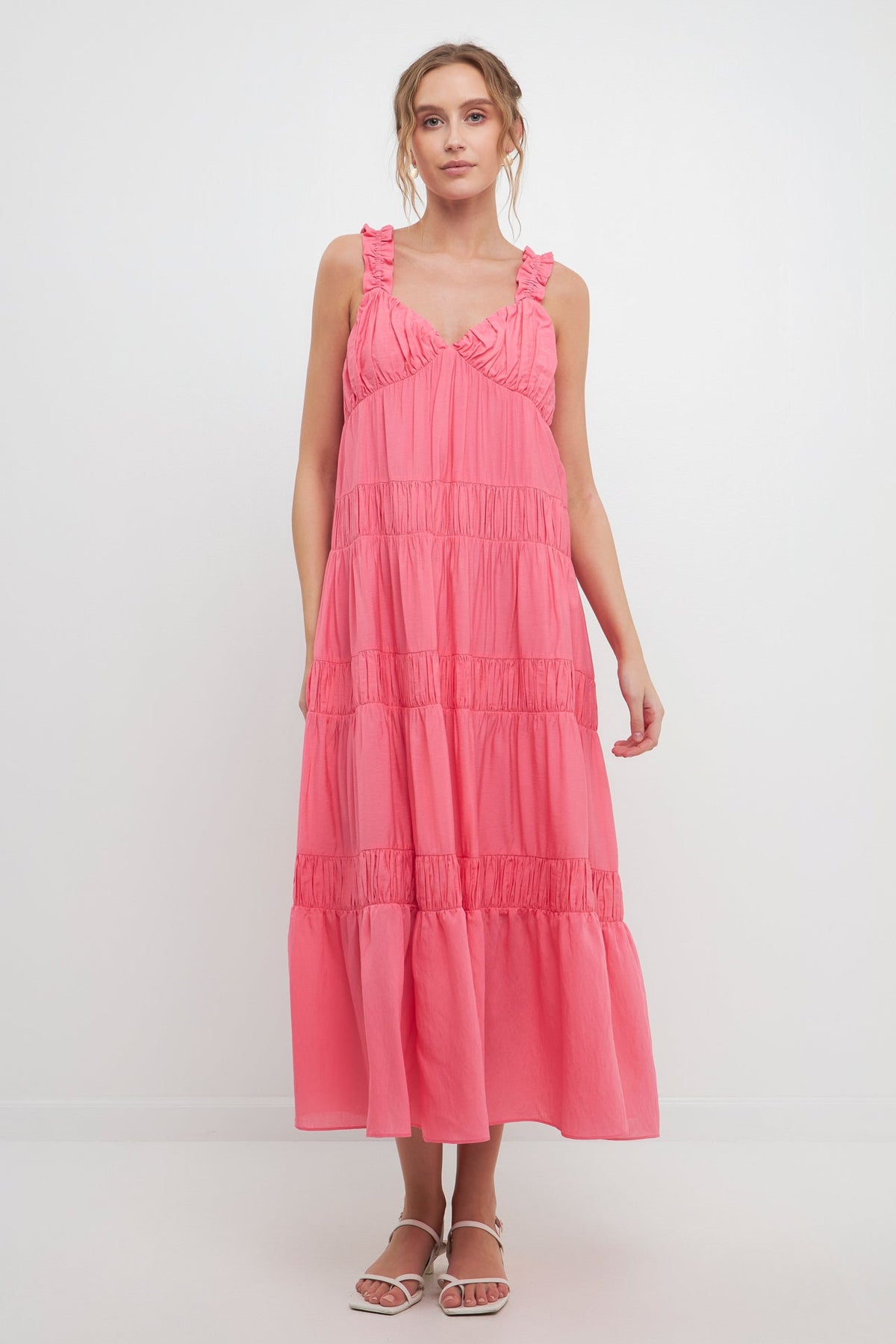 FREE THE ROSES - Ruched Layered Sweetheart Maxi Dress - DRESSES available at Objectrare