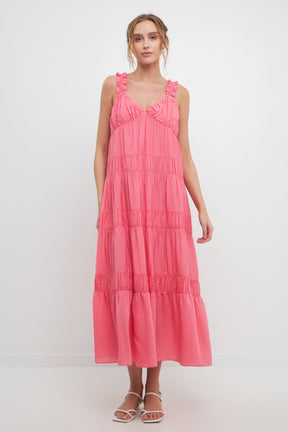 FREE THE ROSES - Ruched Layered Sweetheart Maxi Dress - DRESSES available at Objectrare