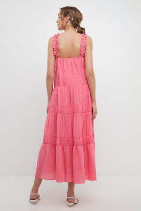 FREE THE ROSES - Ruched Layered Sweetheart Maxi Dress - DRESSES available at Objectrare