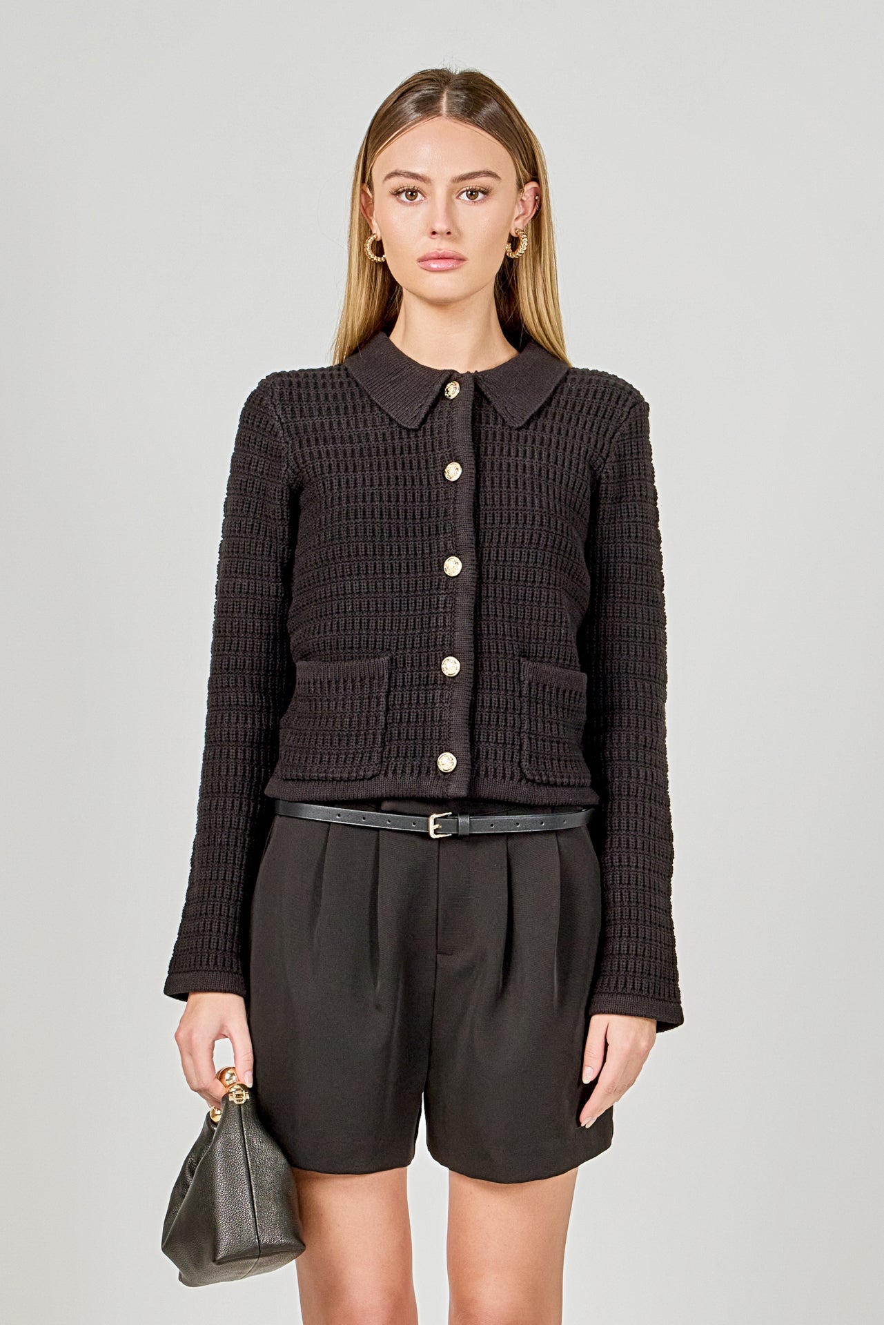 ENDLESS ROSE - Lanie Knit Sweater Collared Jacket - SWEATERS & KNITS available at Objectrare