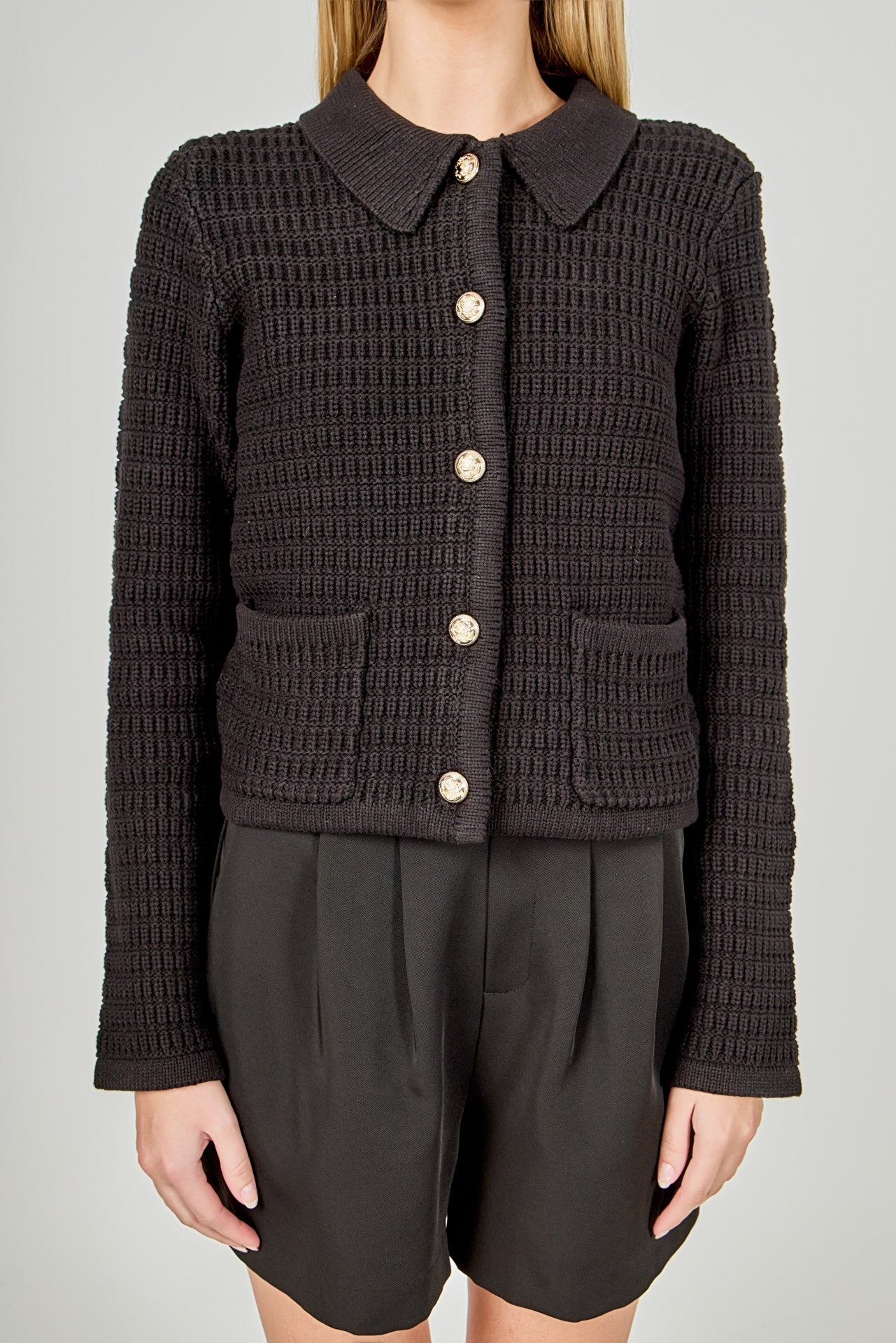 ENDLESS ROSE - Lanie Knit Sweater Collared Jacket - SWEATERS & KNITS available at Objectrare