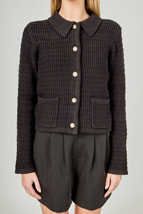 ENDLESS ROSE - Lanie Knit Sweater Collared Jacket - SWEATERS & KNITS available at Objectrare