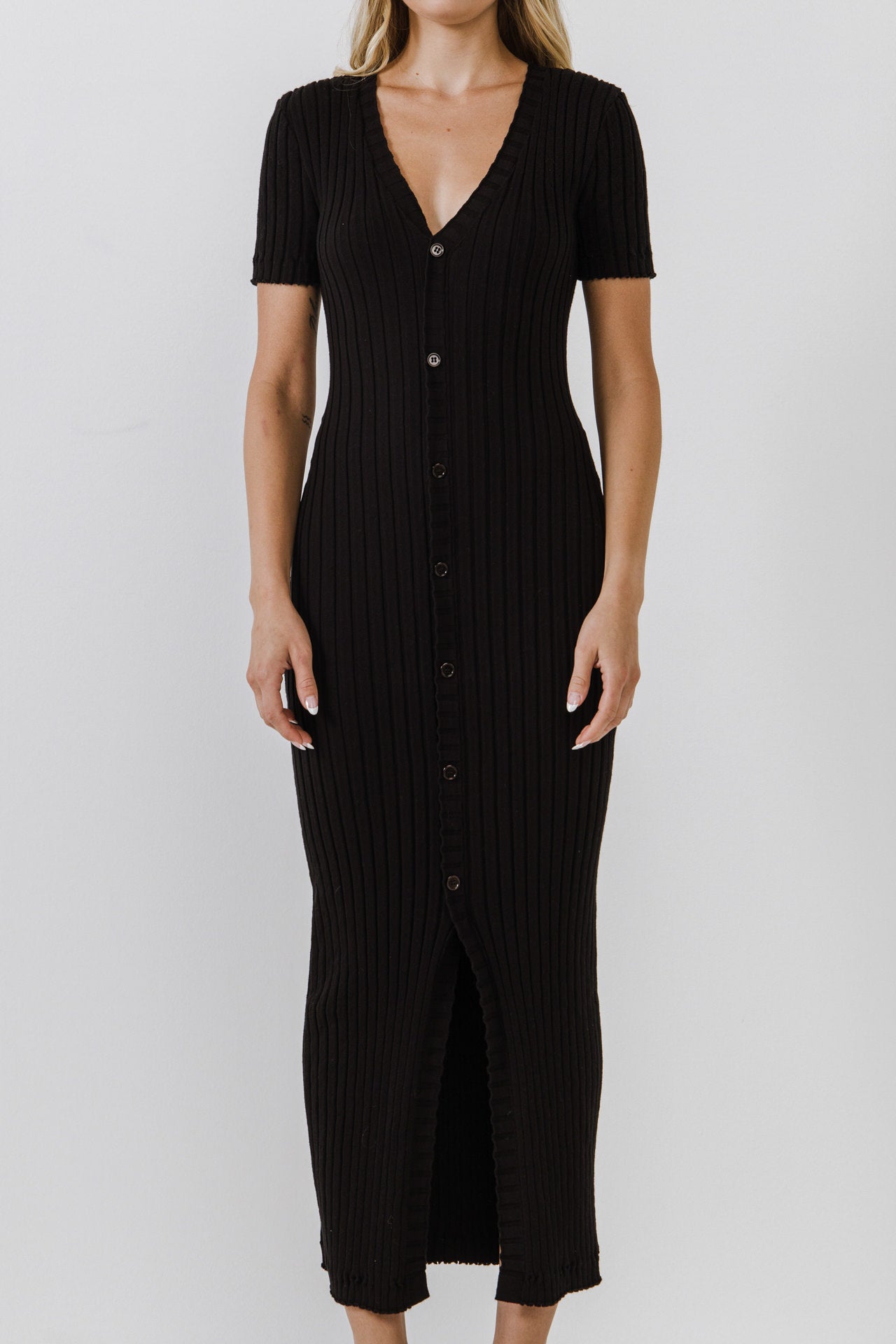 ENDLESS ROSE - Button down Knit Maxi Dress - DRESSES available at Objectrare