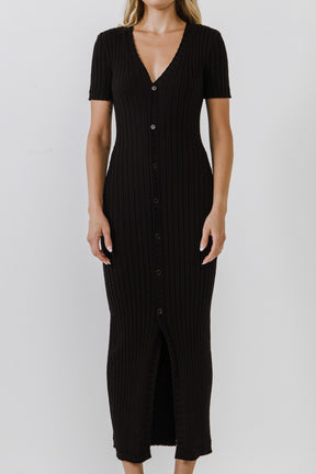ENDLESS ROSE - Button down Knit Maxi Dress - DRESSES available at Objectrare