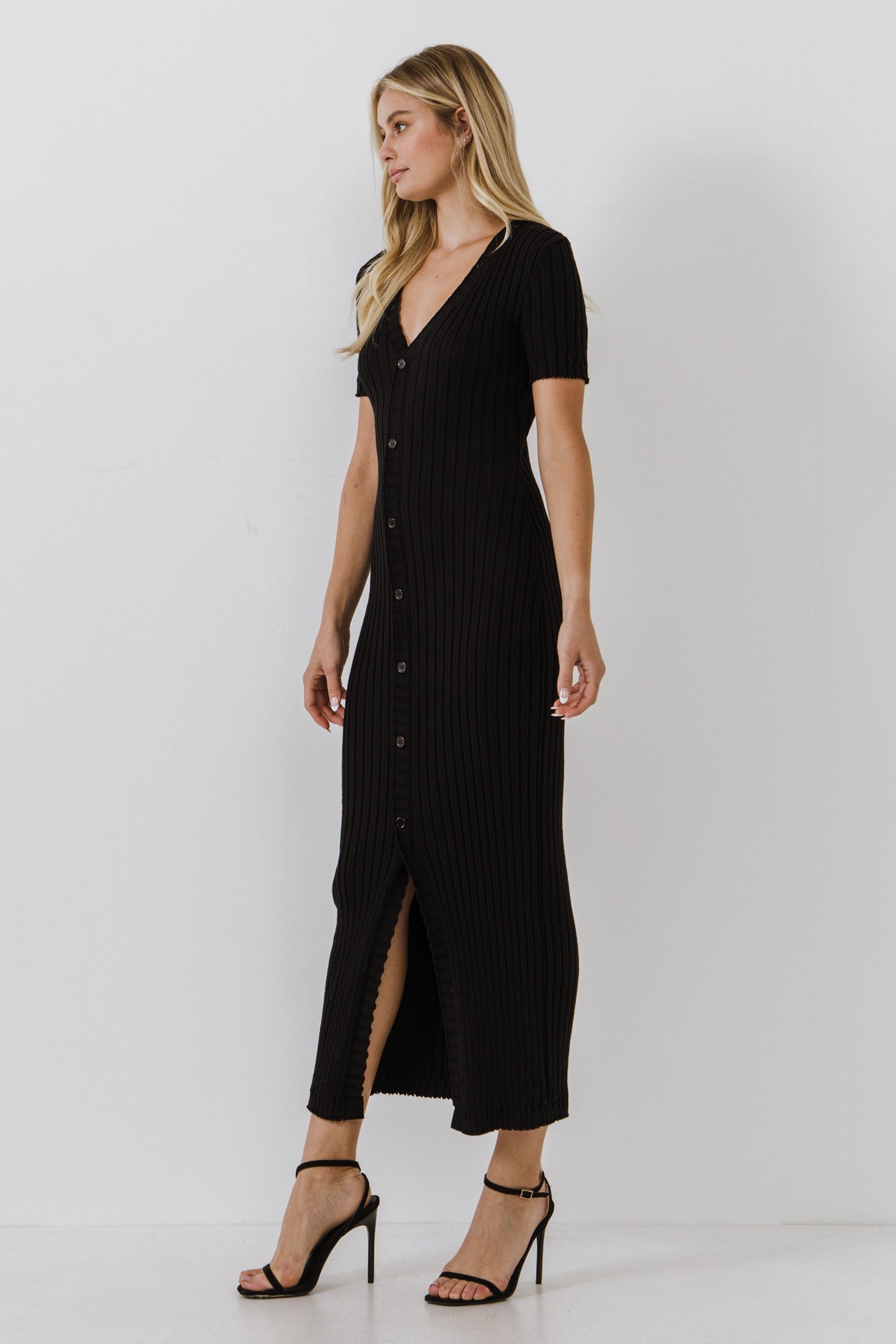 ENDLESS ROSE - Button down Knit Maxi Dress - DRESSES available at Objectrare