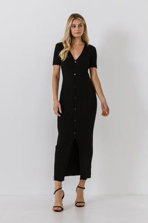 ENDLESS ROSE - Button down Knit Maxi Dress - DRESSES available at Objectrare