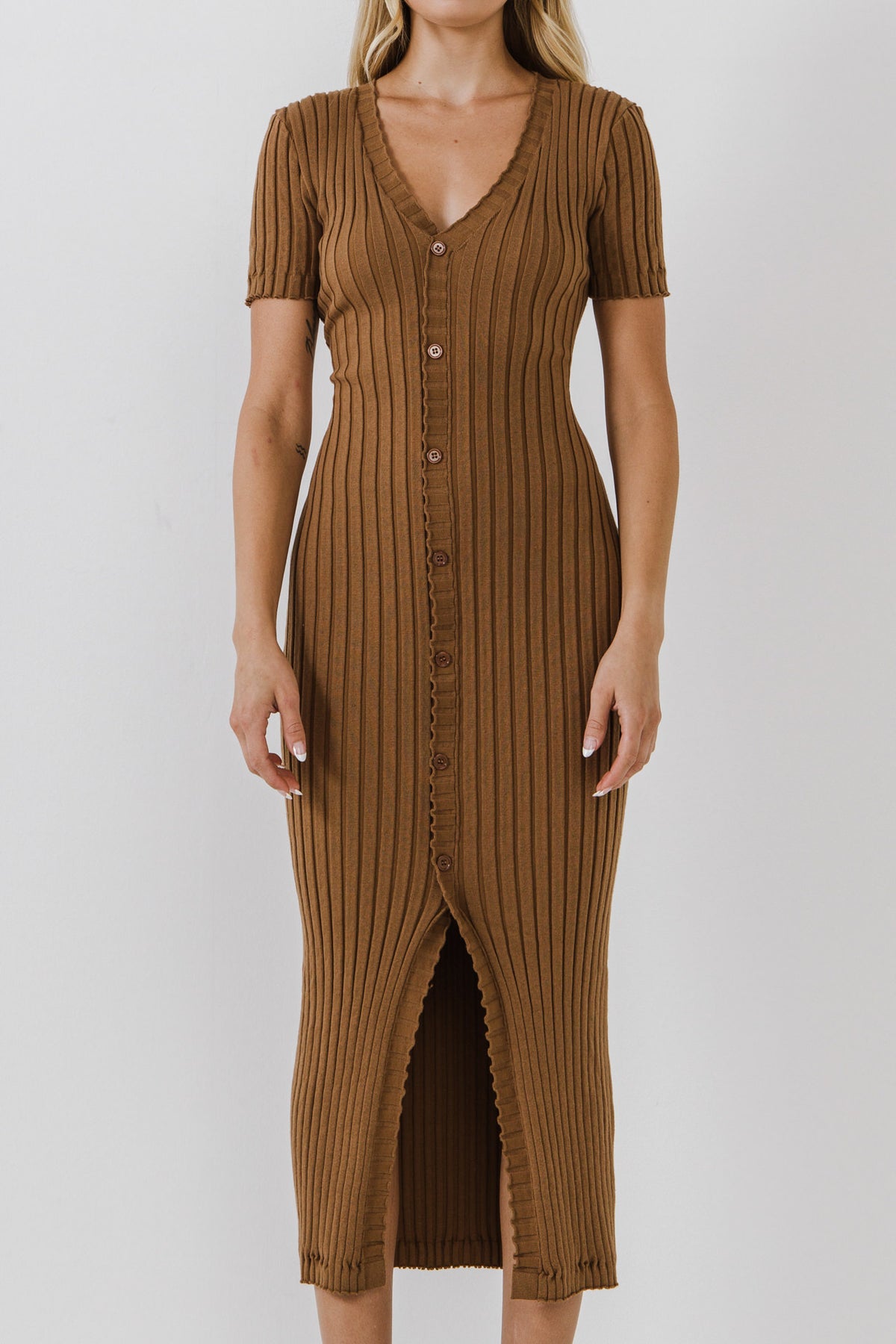 ENDLESS ROSE - Button down Knit Maxi Dress - DRESSES available at Objectrare