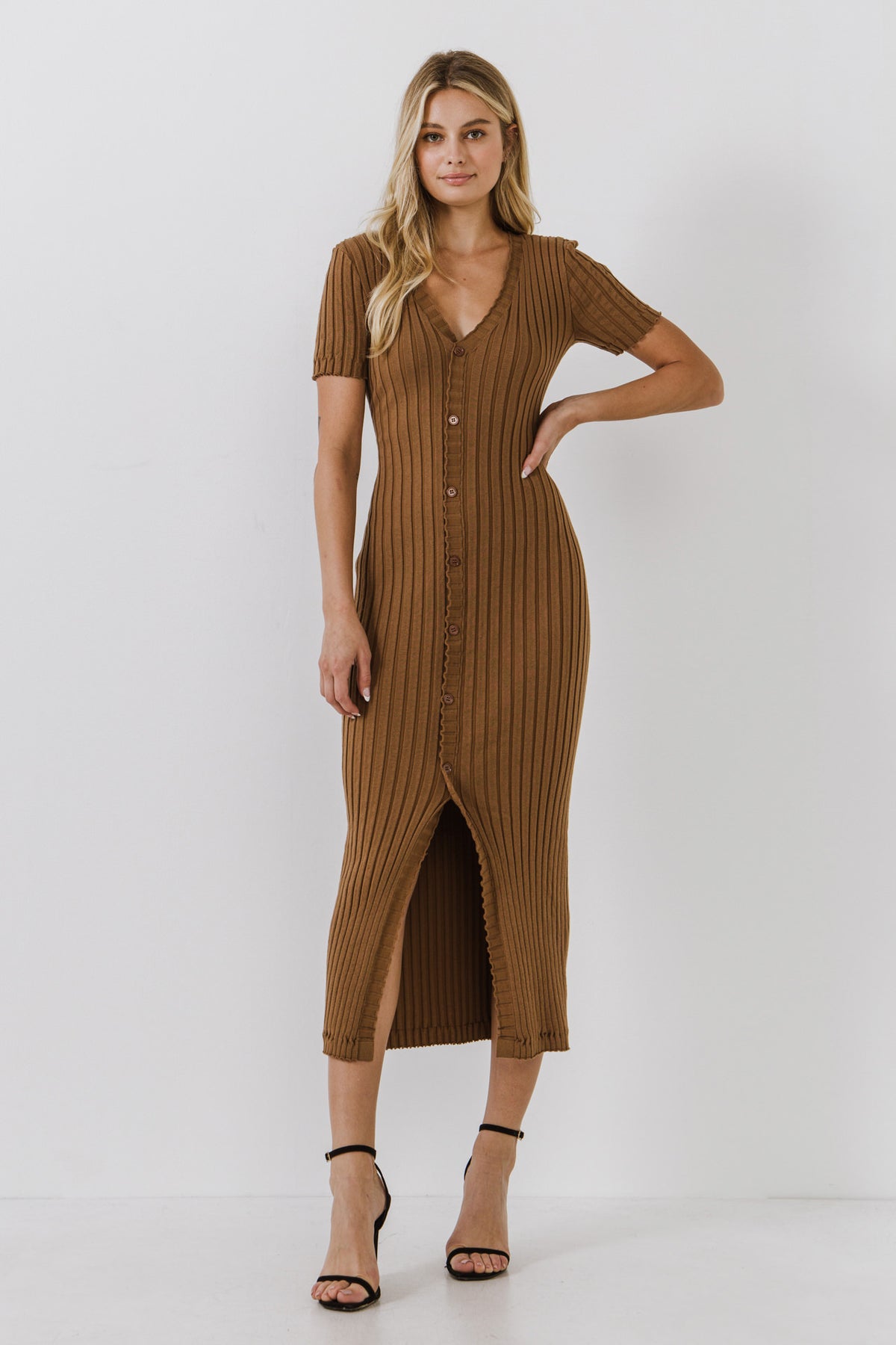 ENDLESS ROSE - Button down Knit Maxi Dress - DRESSES available at Objectrare