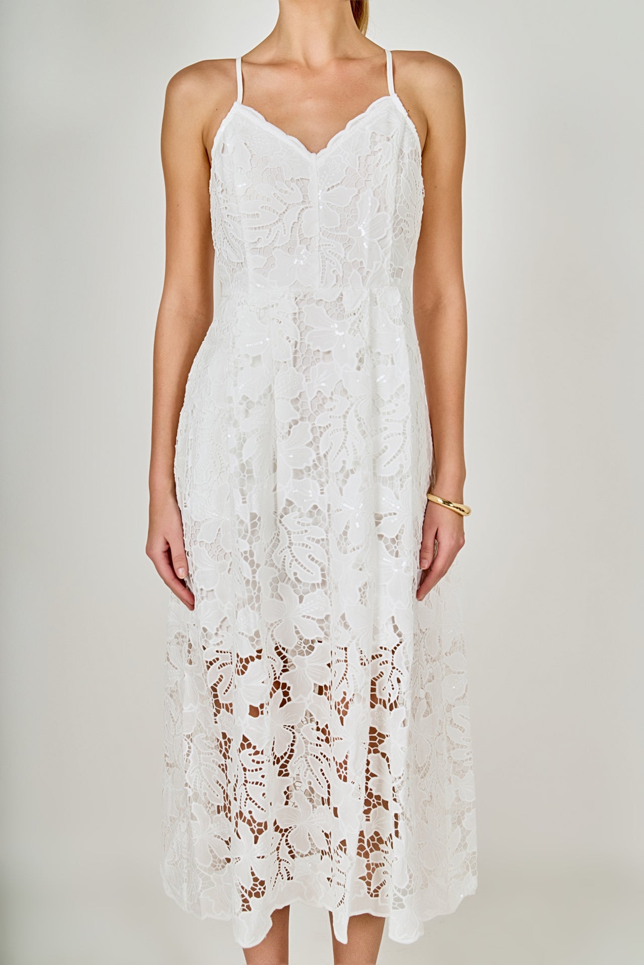 Sequined Lace Midi Dress