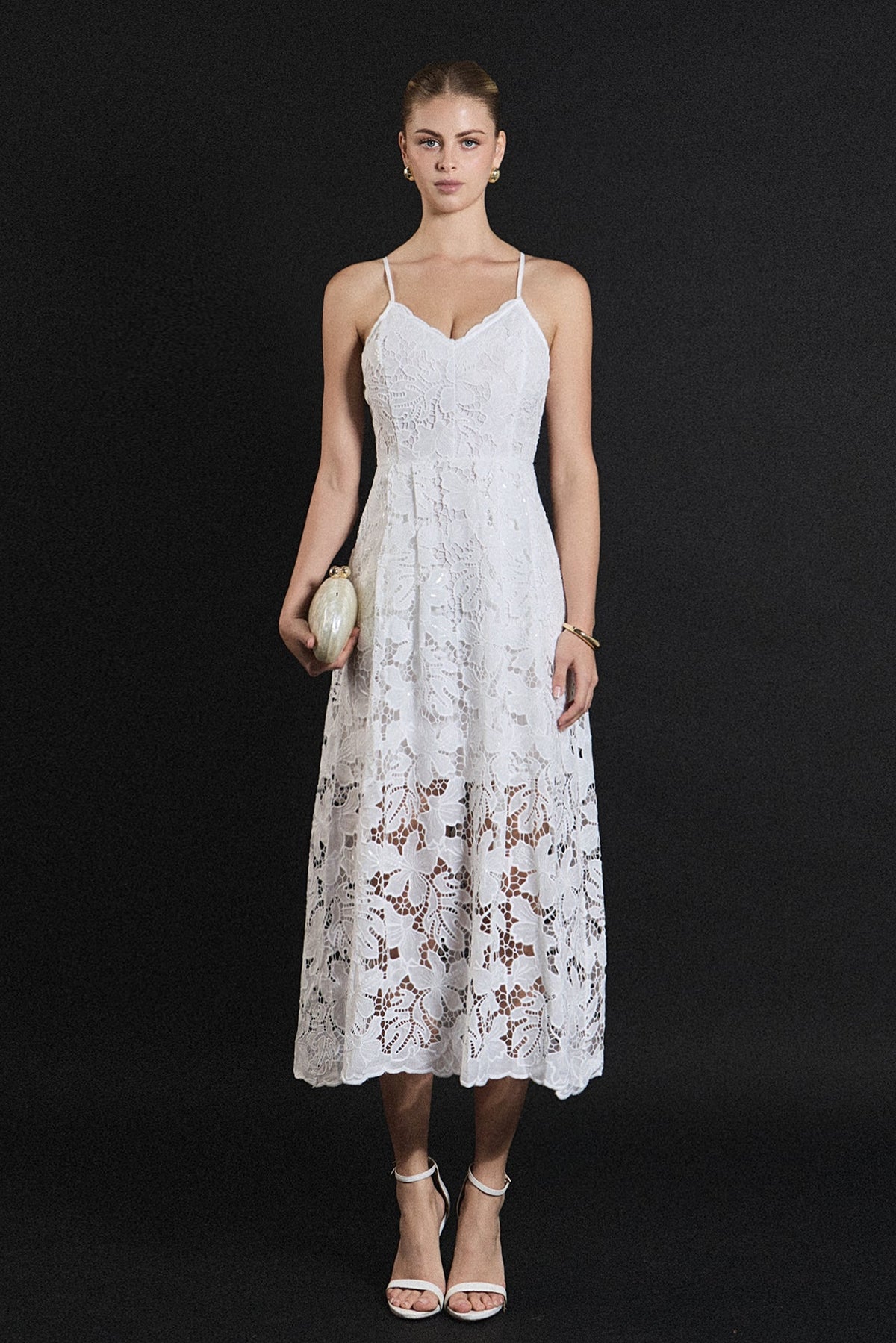 Sequined Lace Midi Dress
