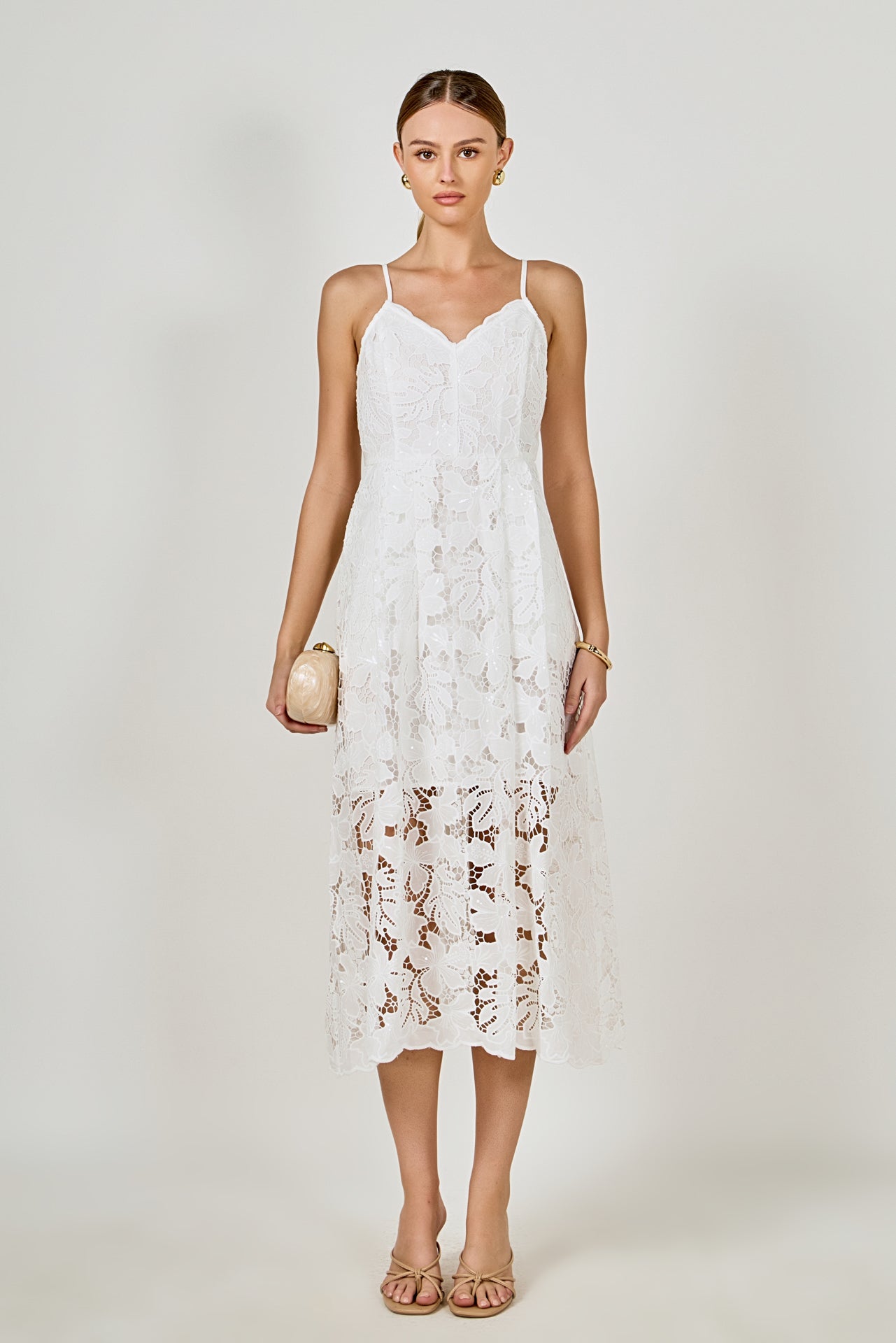 Sequined Lace Midi Dress