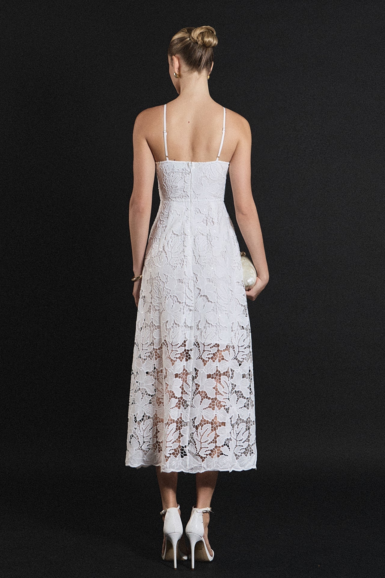 Sequined Lace Midi Dress
