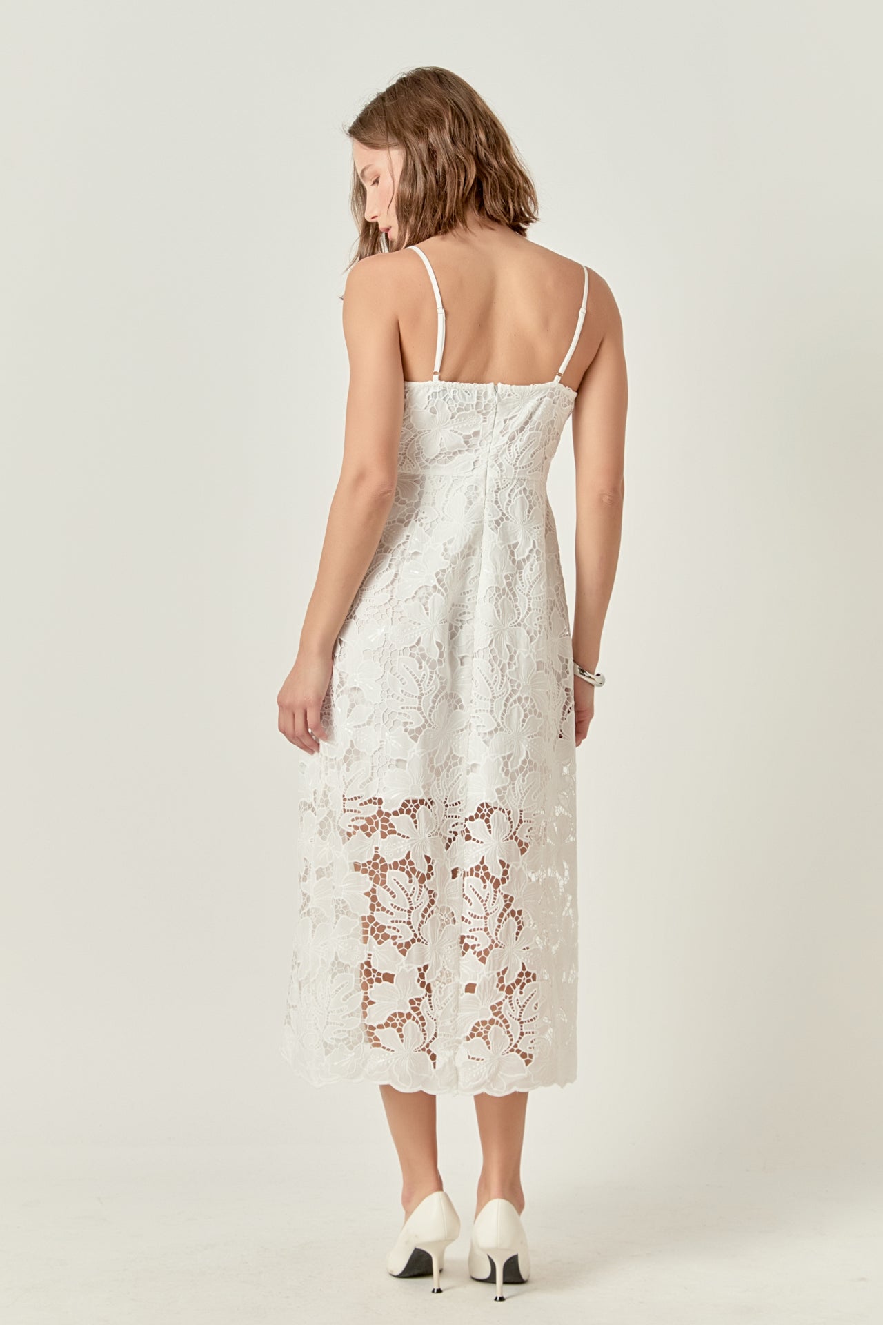 Sequined Lace Midi Dress