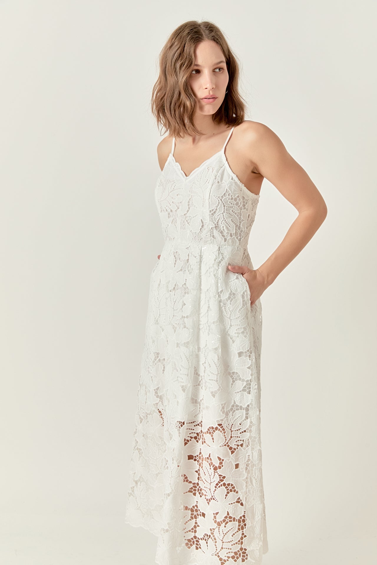 ENDLESS ROSE - Sequins Lace Midi Dress - DRESSES available at Objectrare