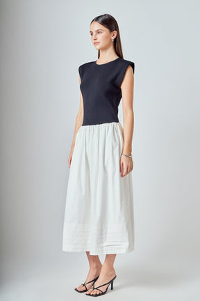 ENDLESS ROSE - Mix Media Knit Midi Dress - DRESSES available at Objectrare