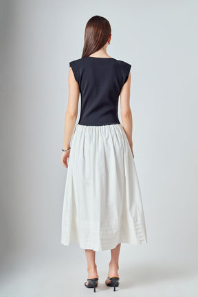 ENDLESS ROSE - Mix Media Knit Midi Dress - DRESSES available at Objectrare
