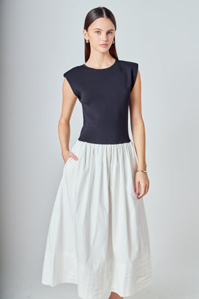 ENDLESS ROSE - Mix Media Knit Midi Dress - DRESSES available at Objectrare