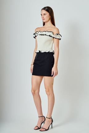 ENDLESS ROSE - Marina Off the Shoulder Ruffle Smocked Top - TOPS available at Objectrare
