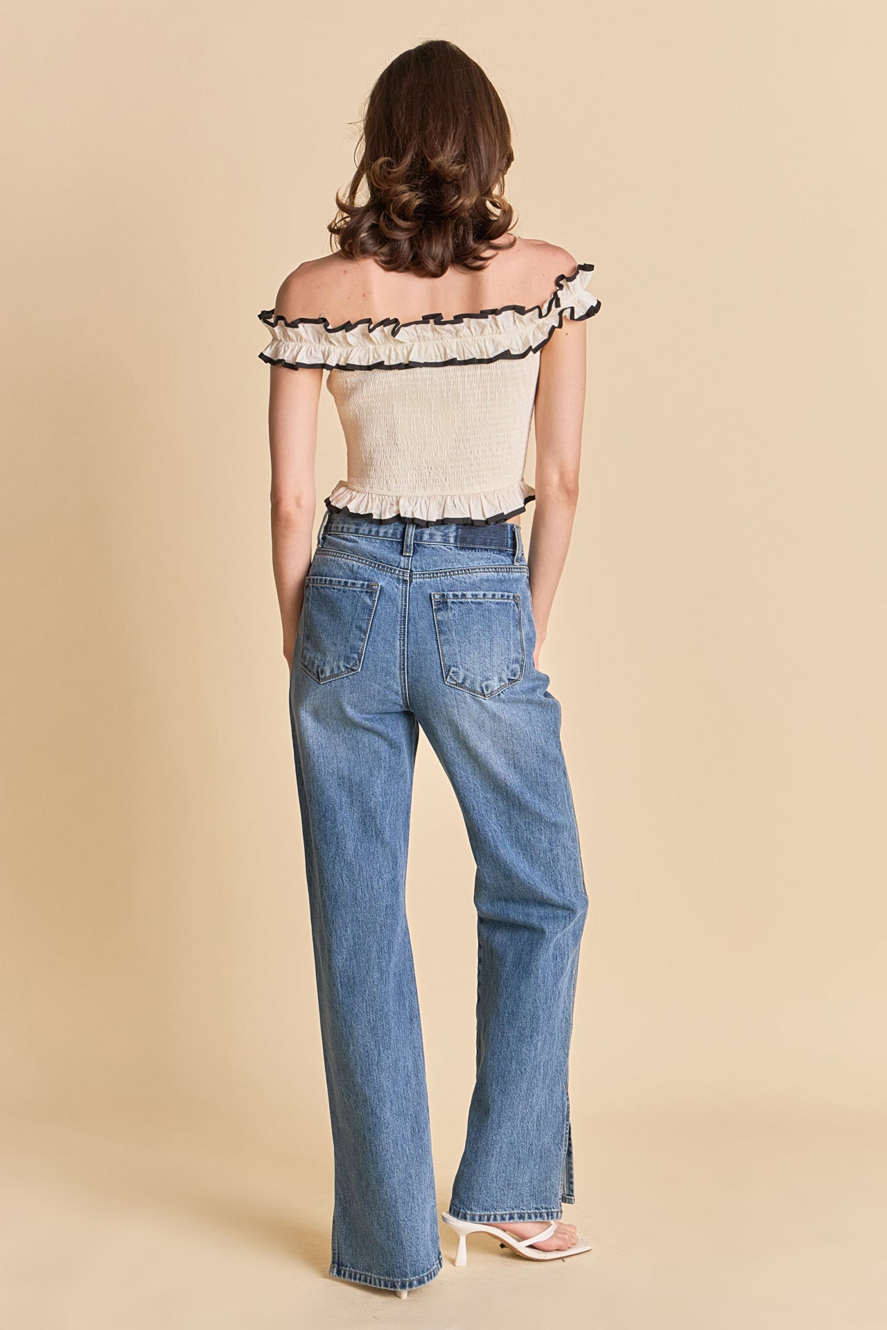 ENDLESS ROSE - Marina Off the Shoulder Ruffle Smocked Top - TOPS available at Objectrare