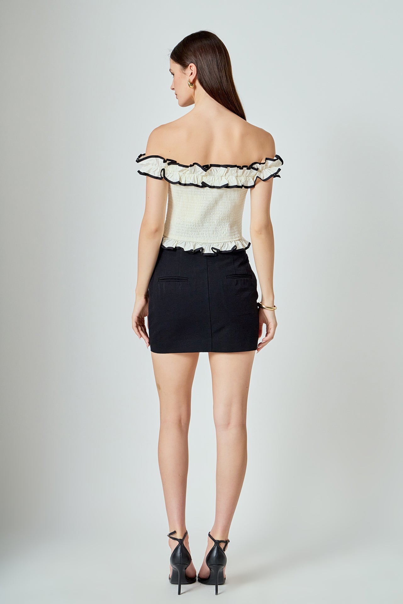 ENDLESS ROSE - Marina Off the Shoulder Ruffle Smocked Top - TOPS available at Objectrare