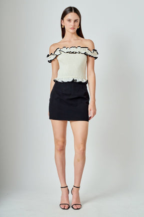 ENDLESS ROSE - Marina Off the Shoulder Ruffle Smocked Top - TOPS available at Objectrare