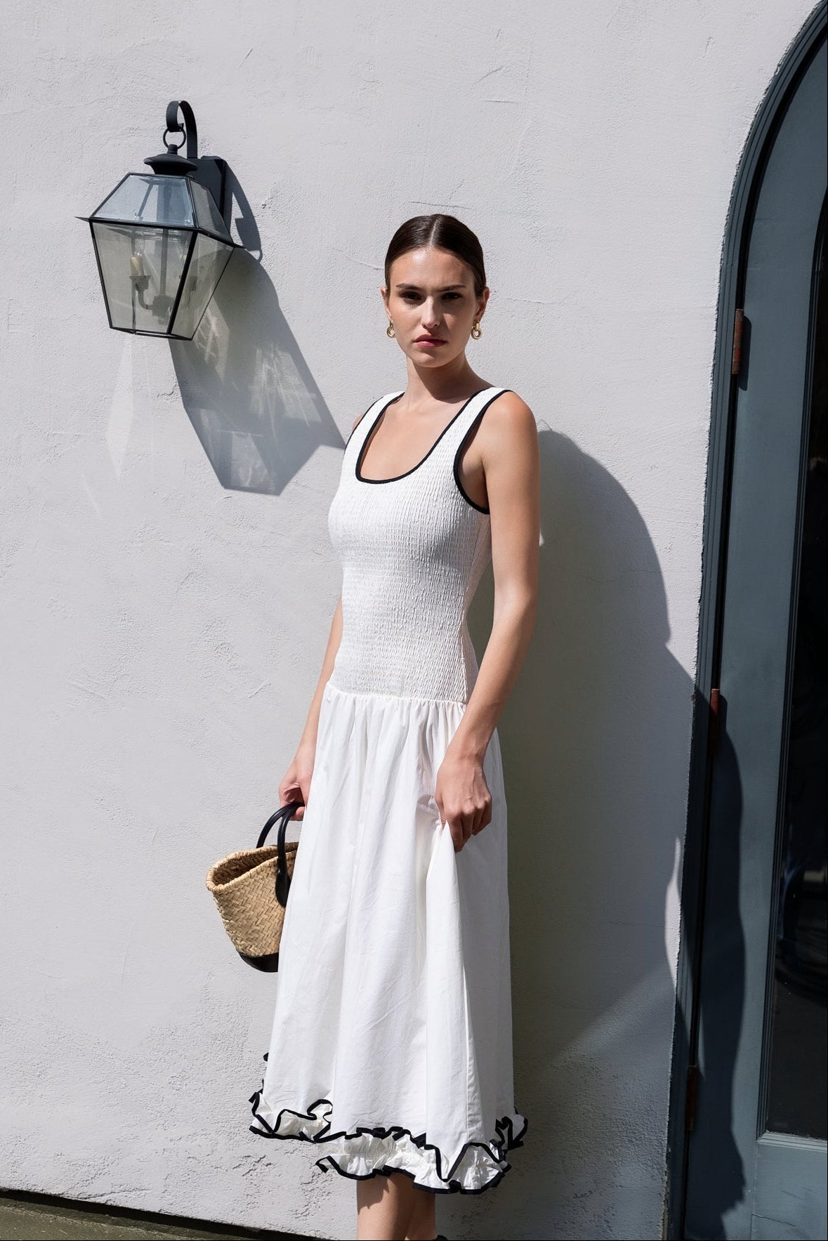 ENDLESS ROSE - Estelle Drop waist Smocked Bodice Midi Dress - DRESSES available at Objectrare