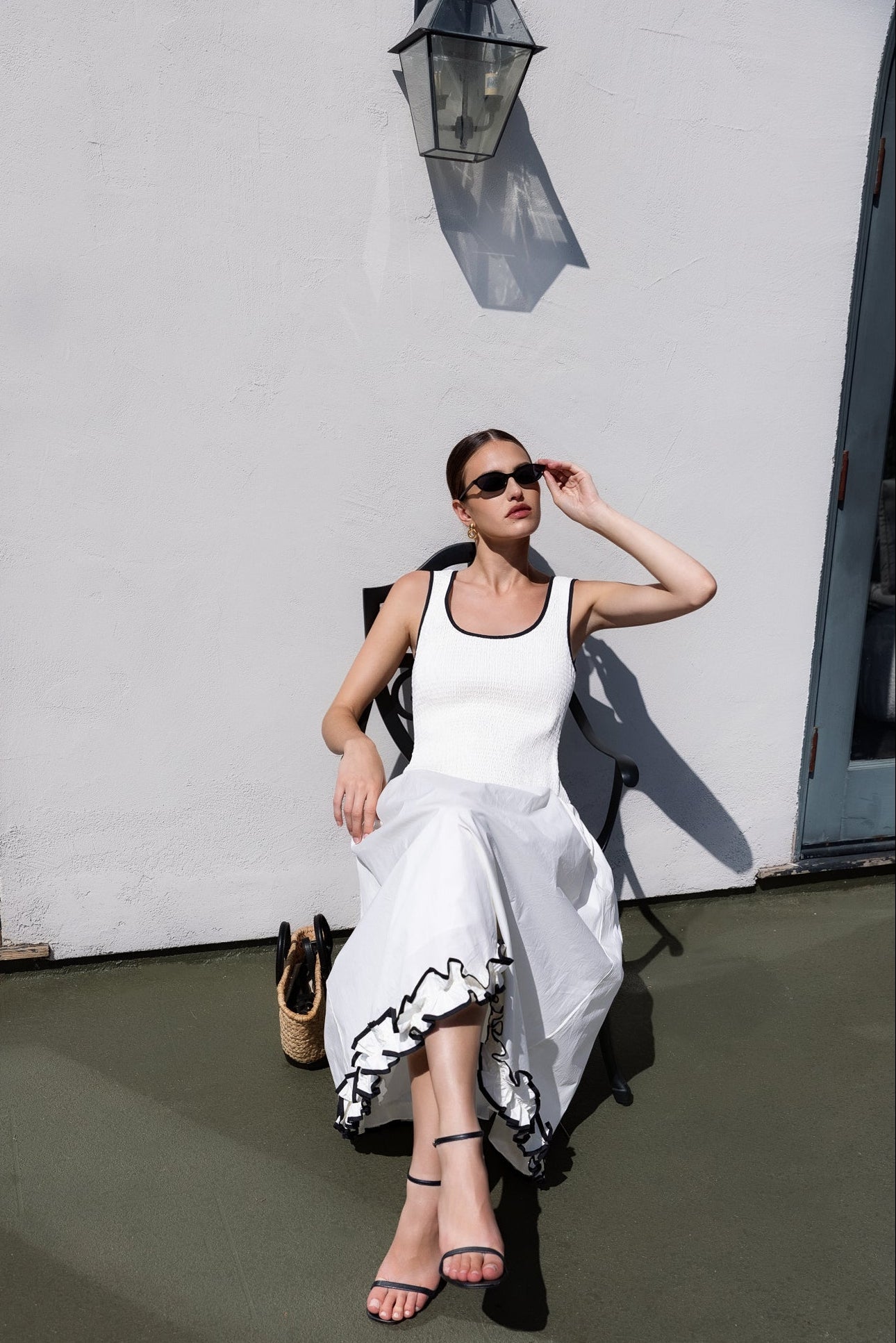 ENDLESS ROSE - Estelle Drop waist Smocked Bodice Midi Dress - DRESSES available at Objectrare