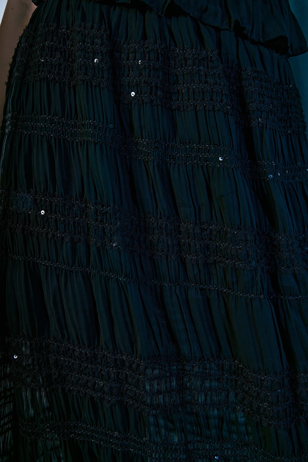 ENDLESS ROSE - Gathered Chiffon Sequined Maxi Skirt - SKIRTS available at Objectrare